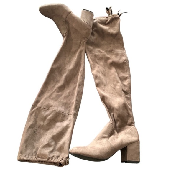 Catherine Malandrino - Taupe Faux Suede Over-the-Knee Boots Sz 8.5 - Picture 1 of 6